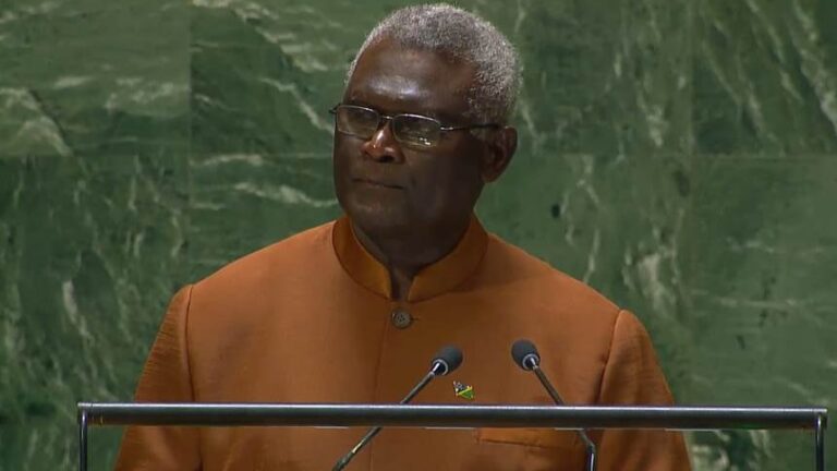 Sogavare speaking at UN