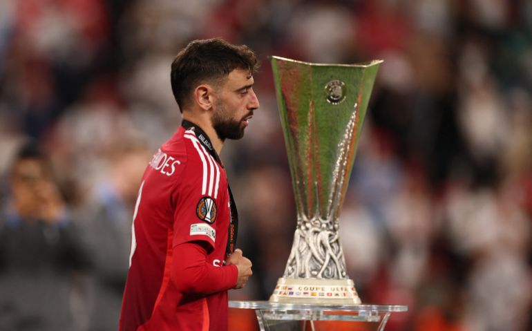 Europa League - Final - Tottenham Hotspur / Manchester United - San Mames, Bilbao, España - 21 de mayo de 2025 Bruno Fernandes, de Manchester United