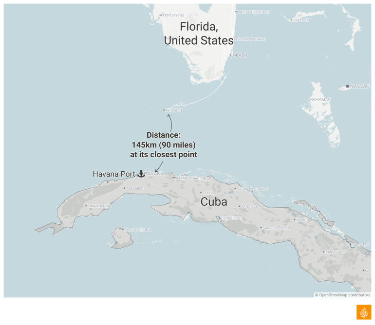 Mapa INTERACTIVO de distancias de Cuba y Estados Unidos-1718263915